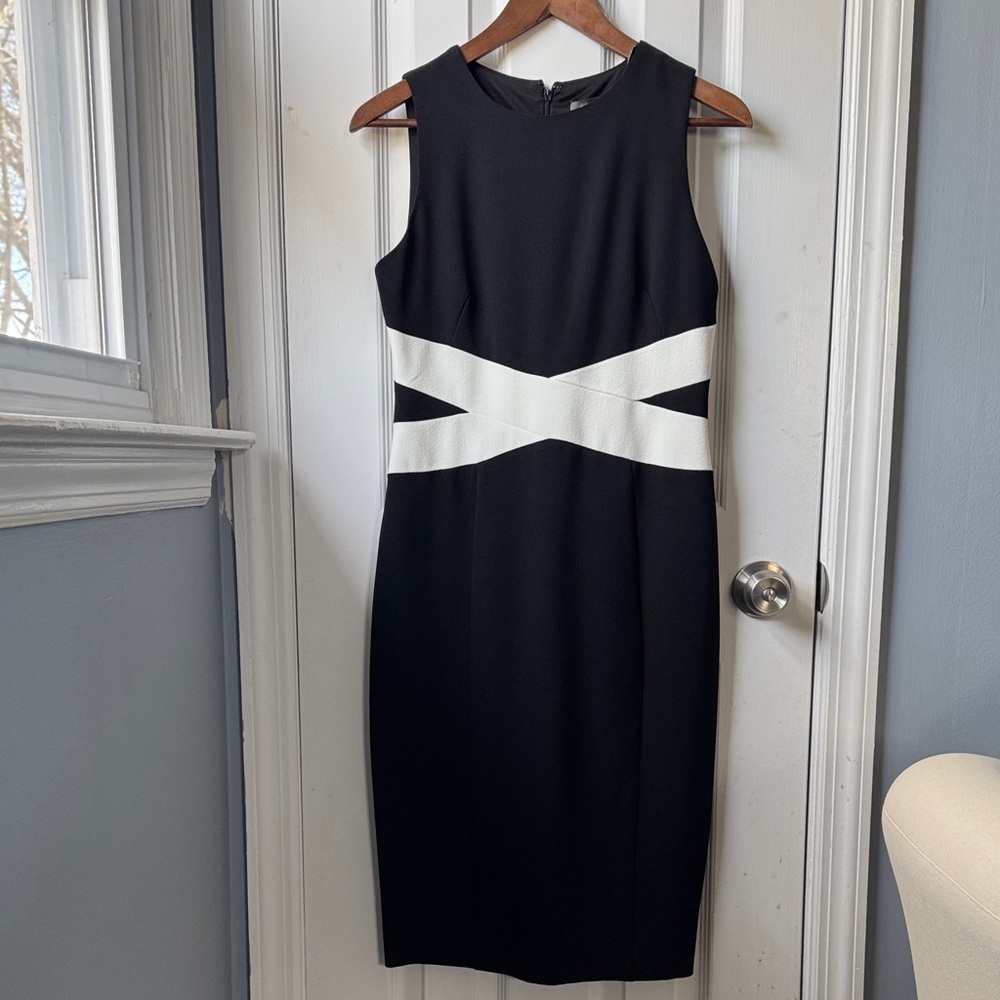 Vince Camuto Black and White Midi Dress